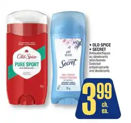 Jean Coutu OLD SPICE, SECRET Selected antiperspirants and deodorants offer