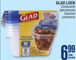 Jean Coutu GLAD LOCK Selected containers offer
