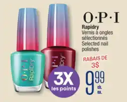 Jean Coutu O.P.I Rapidry Selected nail polishes offer