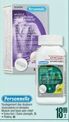 Jean Coutu Personnelle Muscle and back pain relief Extra strength, 75 • Platine, 60 offer