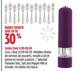 Canadian Tire Kamenstein Selected Flatware Sets, Salt and Pepper Mill or Grinder offer