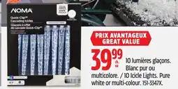 Canadian Tire NOMA 10 Icicle Lights. Pure white or multi-colour offer