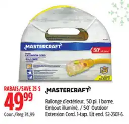Canadian Tire Mastercraft 50´ Outdoor Extension Cord. 1-tap. Lit end offer