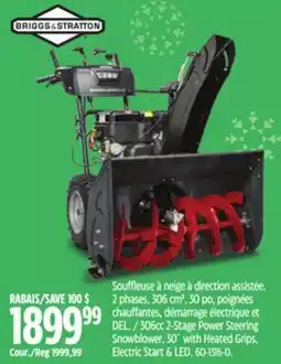 Canadian Tire Briggs & Stratton 1696828 306cc 2-Stage Gas Snowblower with Electric Start, 30-in offer