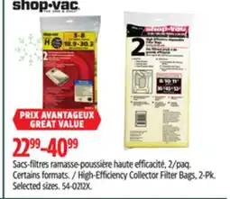 Canadian Tire Shop-Vac High-Efficiency Collector Filter Bags, 2-Pk offer