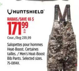 Canadian Tire Huntshield Men's Heat-Boost Bib Pants. Selected sizes offer