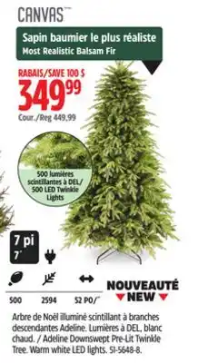 Canadian Tire Adeline Downswept Pre-Lit Twinkle Tree. Warm white LED lights offer
