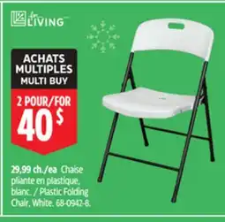 Canadian Tire For-Living Plastic Folding Chair, White offer
