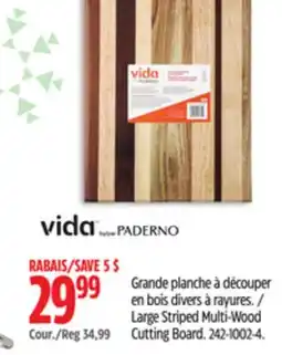Canadian Tire Vida by PADERNO Large Striped Multi-Wood Cutting Board offer