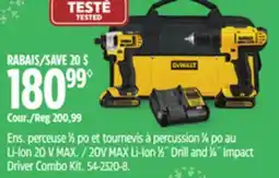 Canadian Tire 20V MAX Li-Ion 1⁄2˝ Drill and 1⁄4˝ Impact Driver Combo Kit offer