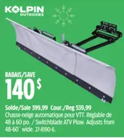 Canadian Tire Kolpin Switchblade ATV Plow. Adjusts from 48-60˝ wide offer