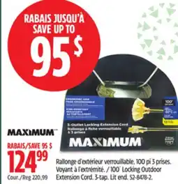 Canadian Tire Maximum 100´ Locking Outdoor Extension Cord Extension Cord offer