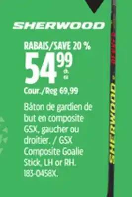 Canadian Tire GSX Composite Goalie Stick, LH or RH offer