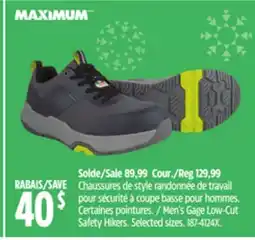Canadian Tire MAXIMUM Men's Gage Low-Cut Safety Hikers offer