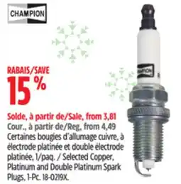 Canadian Tire Selected Copper, Platinum and Double Platinum Spark Plugs, 1-Pc offer