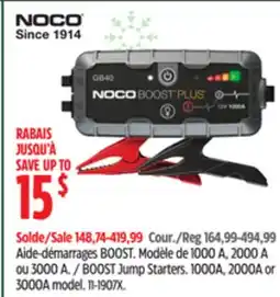 Canadian Tire Noco BOOST Jump Starters. 1000A, 2000A or 3000A model offer