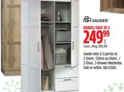 Canadian Tire Sauder 2-Door, 2-Drawer Wardrobe. Oak or white offer