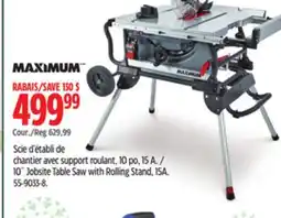 Canadian Tire MAXIMUM 10˝ Jobsite Table Saw with Rolling Stand offer