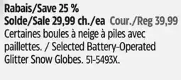 Canadian Tire CANVAS Selected Battery-Operated Glitter Snow Globes offer