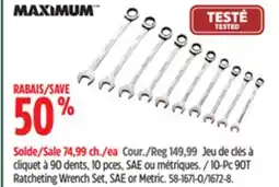 Canadian Tire MAXIMUM 10-Pc 90T Ratcheting Wrench Set, SAE or Metric offer