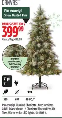 Canadian Tire Canvas Charlotte Flocked Pre-Lit Tree. Warm white LED lights offer