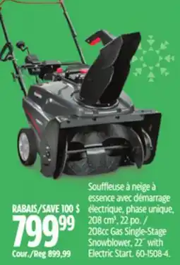 Canadian Tire Briggs 208cc Gas Single-Stage Snowblower offer