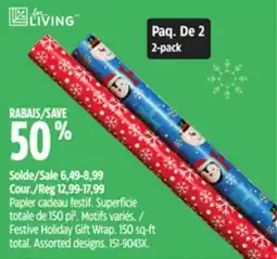 Canadian Tire For Living Festive Holiday Gift Wrap offer