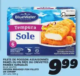 IGA BLUE WATER FROZEN BREADED FISH FILLETS OR SHRIMP offer