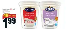 Marché Adonis YOGOURT NATURE HALAL CEDAR | CEDAR HALAL PLAIN YOGOURT offer