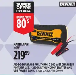 Canadian Tire DEWALT 500A LITHIUM JUMP STARTER AND USB POWER BANK offer