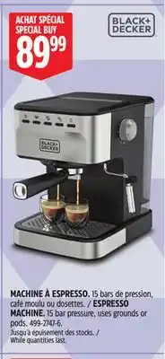 Canadian Tire BLACK+DECKER ESPRESSO MACHINE. 15 bar pressure, uses grounds or pods offer