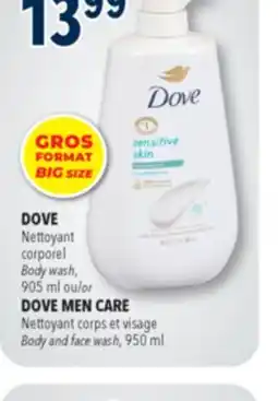 Familiprix DOVE, Body wash, 905 ml or DOVE MEN CARE, Body and face wash offer