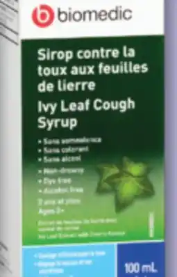 Familiprix Biomedic children's ivy leaf cough syrup offer