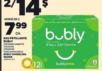 Provigo EAU PÉTILLANTE BUBLY, 12X355 ML offer
