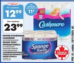 Provigo CASHMERE BATHROOM TISSUE OR SPONGETOWELS PAPER TOWELS offer