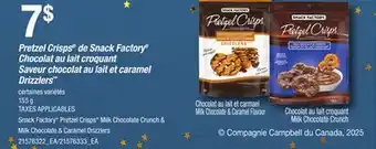 Provigo SNACK FACTORY PRETZEL CRISPS MILK CHOCOLATE CRUNCH & MILK CHOCOLATE & CARAMEL DRIZZLERS, 155 g offer