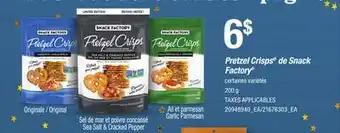 Provigo PRETZEL CRISPS DE SNACK FACTORY , 200 G offer