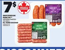 Provigo PC PORK SAUSAGE, 375/500 G offer