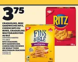Provigo RITZ CRACKERS, BITS SANDWICHES, CHEESE NIBS OR MINIS OR WHEAT THINS MULTIGRAIN CRACKERS, 175-200 G offer
