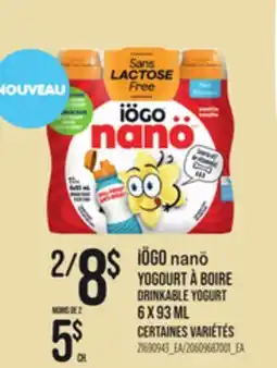 Provigo IÖGO NANÖ YOGOURT À BOIRE, 6 x 93 ML offer