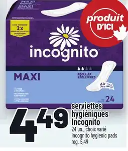 Metro SERVIETTES HYGIÉNIQUES INCOGNITO | INCOGNITO HYGIENIC PADS offer