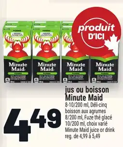 Metro JUS OU BOISSON MINUTE MAID | MINUTE MAID JUICE OR DRINK offer
