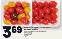 Metro TOMATES MÉLANGÉES, CERISES SUCRÉES OU RAISINS DE SERRE | SMALL TOMATOES offer