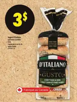 Maxi bagels D'Italiano offer