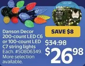 Walmart Danson Decor 200-count LED C6 offer