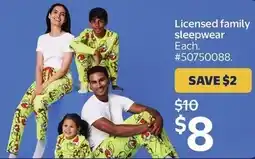 Walmart Licensed family sleepwear offer