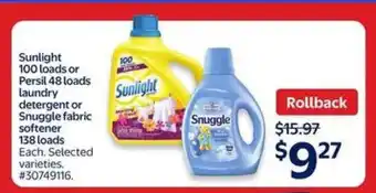 Sunlight or Persil Laundry Detergent or Snuggle Fabric Softener