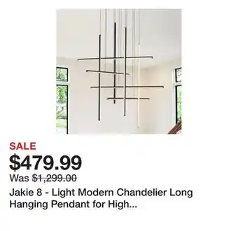 Wayfair Jakie 8 - Light Modern Chandelier Long Hanging Pendant for High Ceiling with Remote Control offer
