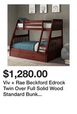 Wayfair Viv + Rae Beckford Edrock Twin Over Full Solid Wood Standard Bunk Bed with Trundle offer