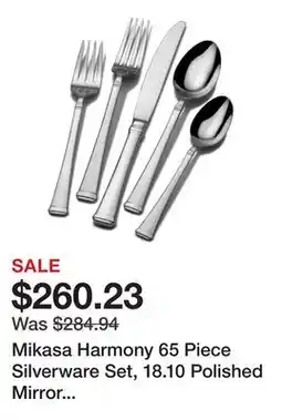 Wayfair Mikasa Harmony 65 Piece Silverware Set, 18.10 Polished Mirror Stainless Steel, Service for 12 offer